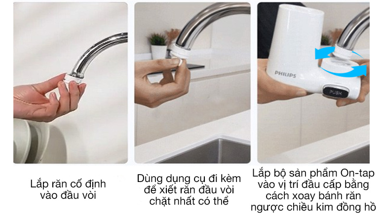 Lắp đặt dễ dàng với 3 bước - Thiết bị lọc nước tại vòi Philips AWP3753/98